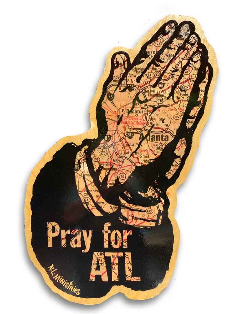 Image of Jumbo Pray For ATL Map on Wood