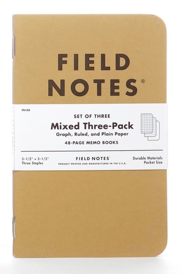 Image of FIELD NOTES Original Kraft Notebook Mixed 3-Pack (ruled/graph/plain) 