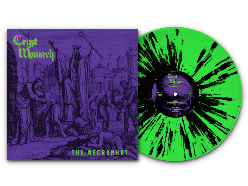Image of CRYPT MONARCH - THE NECRONAUT LTD Neon Green Splatter Black Vinyl