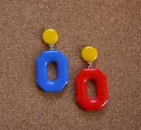 Image 2 of Mismatch primary color earrings