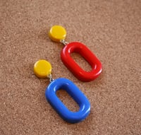 Image 3 of Mismatch primary color earrings