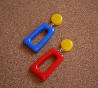 Image 4 of Mismatch primary color earrings
