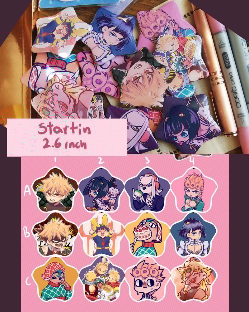 Image of Star shape pinback button badge (2.6in)