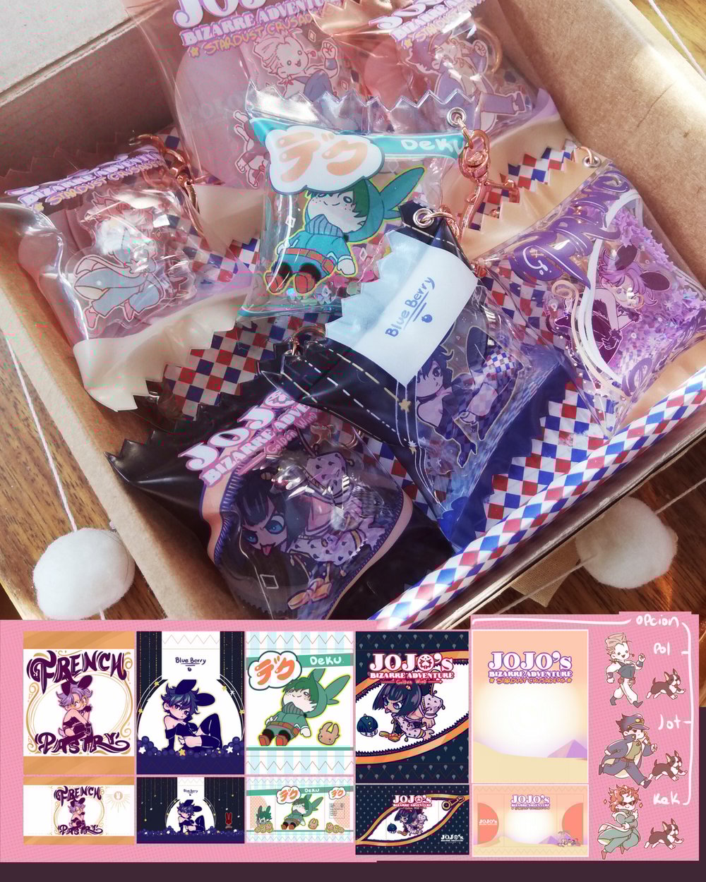 Image of Candy bag charms 3" BNHA / JOJO bizarre adventure / OC