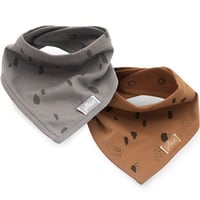 Image 1 of Lot de 2 bavoirs bandana Spot caramel et storm grey