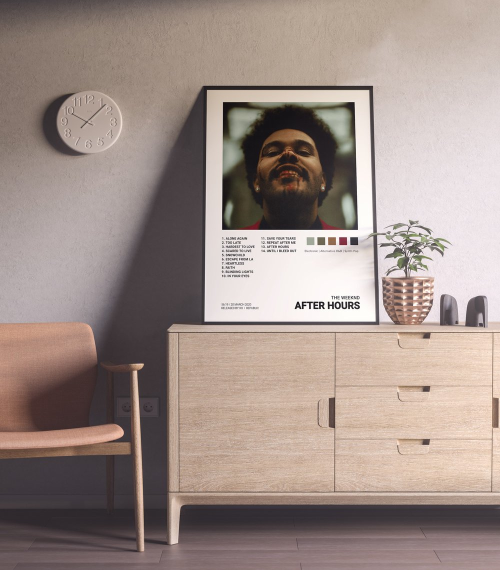 The Weeknd Poster After Hours Music Album Posters & Prints Bedroom Decor  Silk Wall Art Gift Home Decor Unframe Poster 16x24inch 40x60cm