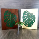 Hand Painted Woodcut Monstera Picture