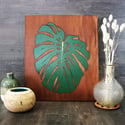 Hand Painted Woodcut Monstera Picture
