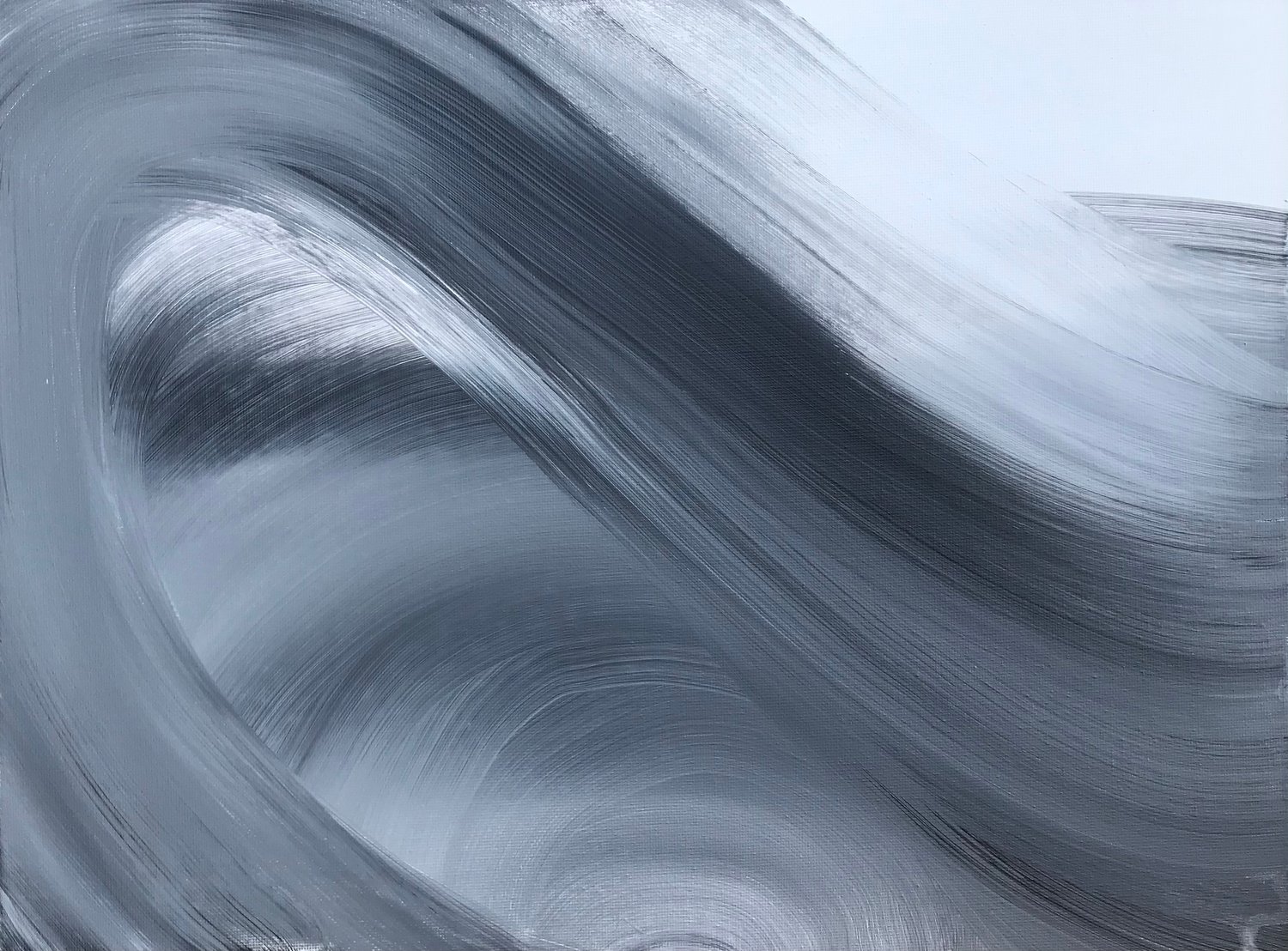 Monochrome Wave l. - acrylic on canvas board, 30x40 cm