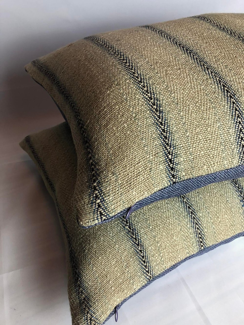 Ralph Lauren Designer Woven Flax, Linen and Jute Fabric Pillows