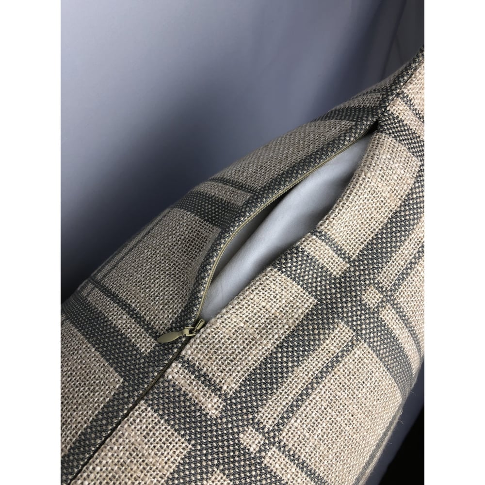 Donghia Modern Designer Plaid Fabric Pillow