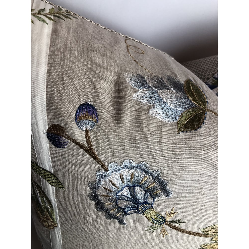 Cowtan and Tout Designer Linen and Embroidered Pillow