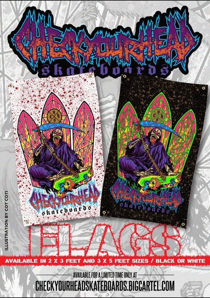 Image of CHECK YOUR HEAD SKATEBOARDS RIPPER FLAG