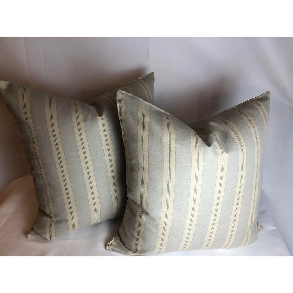 Cowtan and Tout Stripe Wool Designer Pillow With 90/10 Down Insert