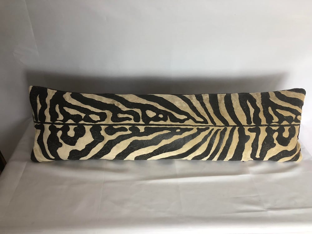 Distressed Rich Mohair in Faux Zebra and Holly Hunt Designer Pillow with Insert