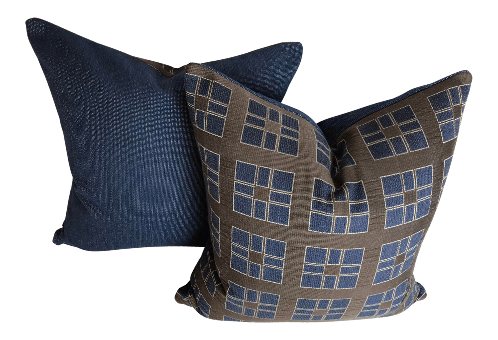 Mid-Century Modern Brunschwig & Fils Fabric Designer Pillows - Set of 2