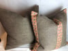 Holly Hunt Heavy Linen Small Stripe Designer Pillow With 90/10 Down Insert