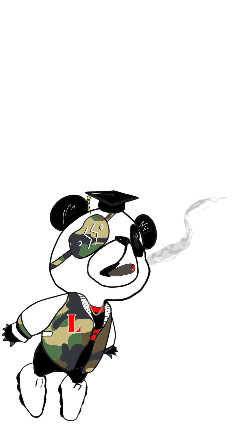 Image of LOCAL CHAMPION SMOKING PANDA T-SHIRT 