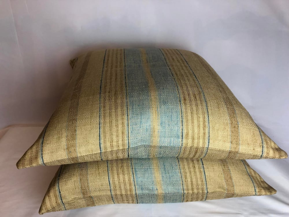 Ralph Lauren Transitional Stripe Cotton and Linen Designer Pillow With 90/10 Down insert