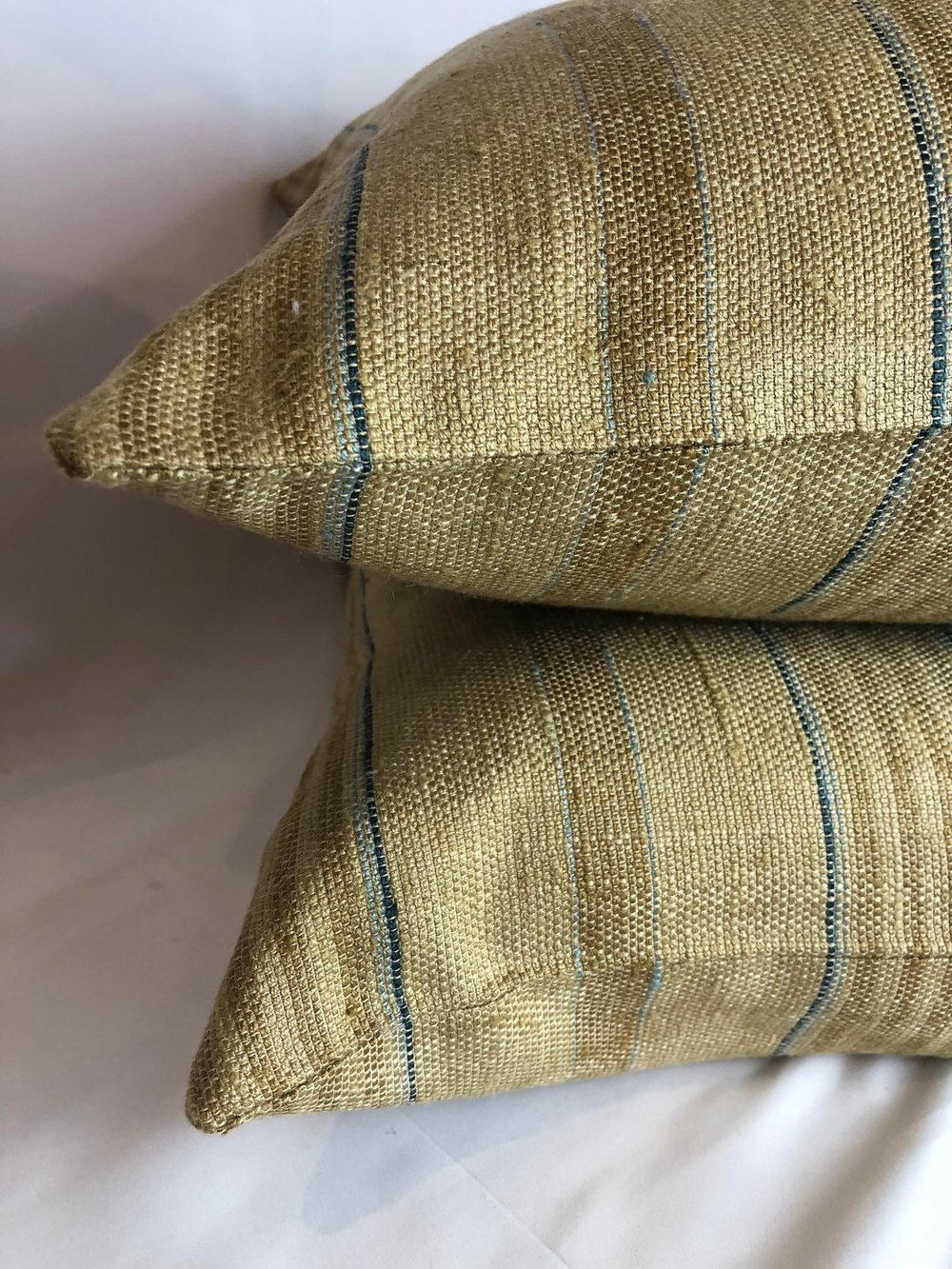 Ralph Lauren Transitional Stripe Cotton and Linen Designer Pillow With 90/10 Down insert