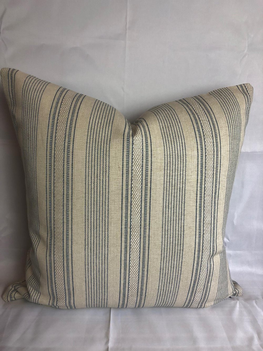 Cowtan & Tout Woven Transitional Stripe Designer Pillow With 90/10 Down Insert