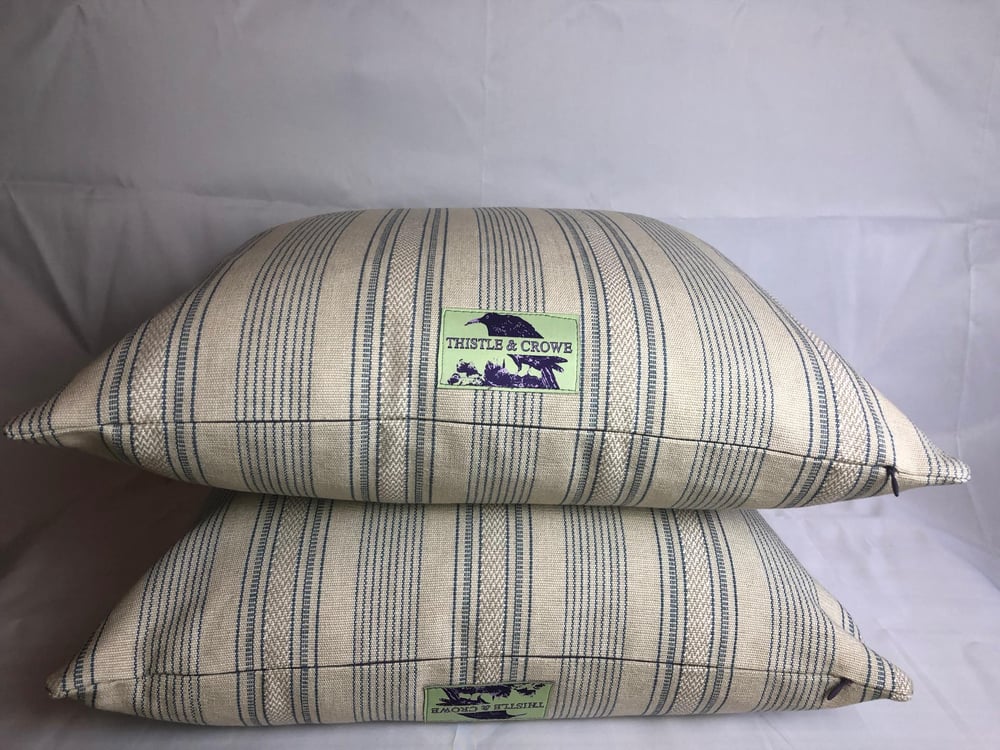 Cowtan & Tout Woven Transitional Stripe Designer Pillow With 90/10 Down Insert