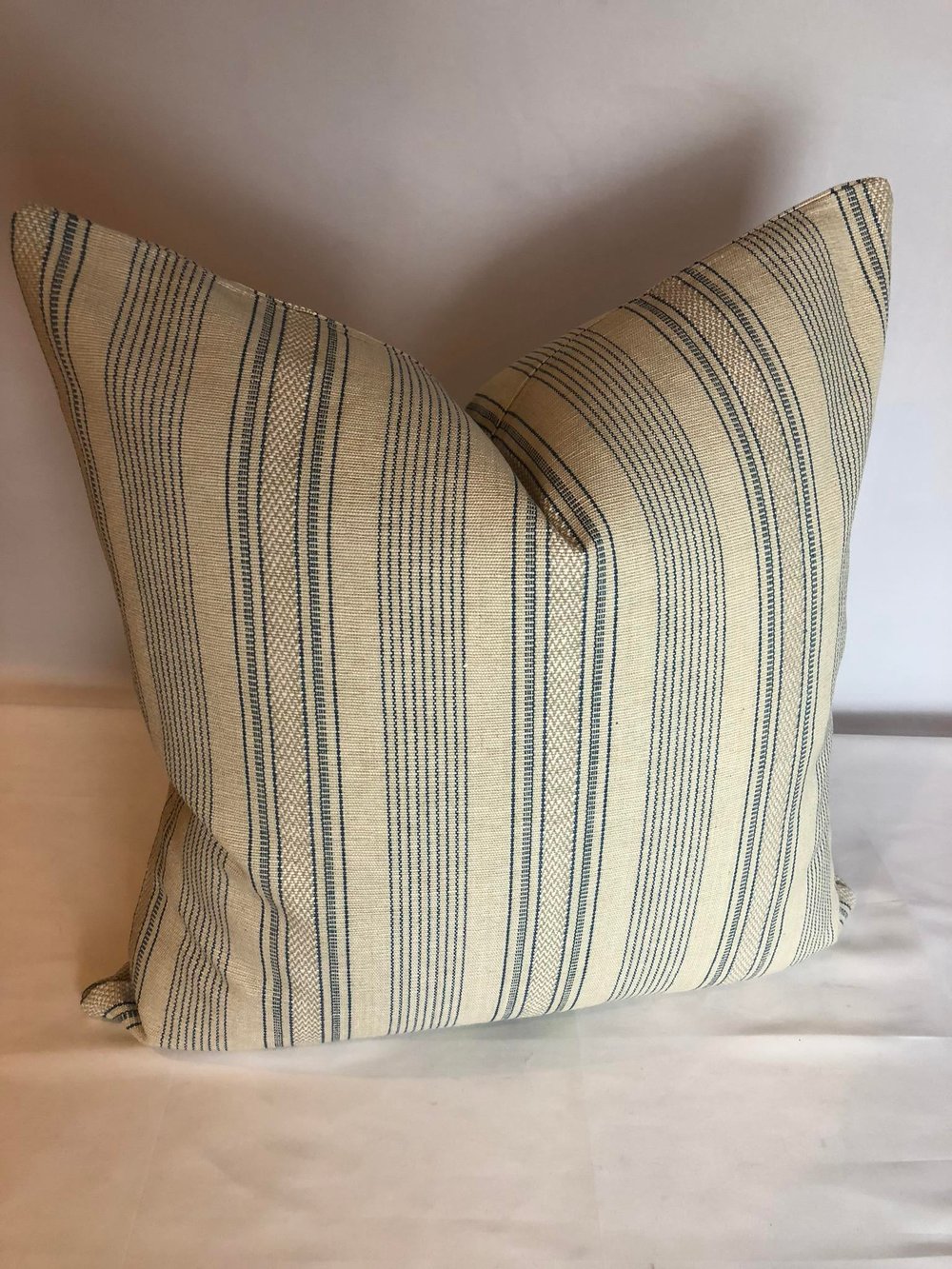 Cowtan & Tout Woven Transitional Stripe Designer Pillow With 90/10 Down Insert