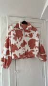 Multiple colours* Handmade plush faux fur cow print 3/4 zip neck jumper