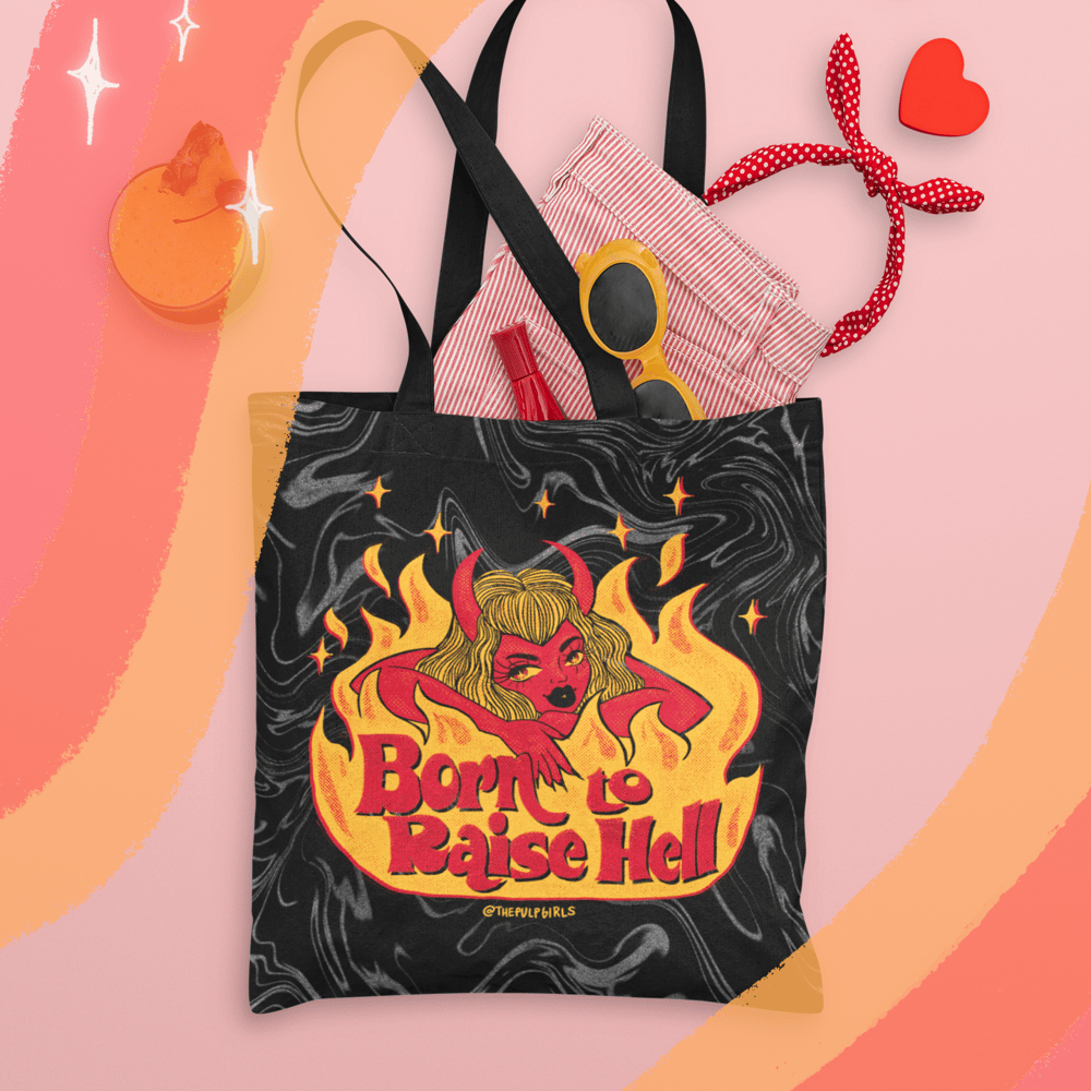 Image of BORN TO RAISE HELL TOTE