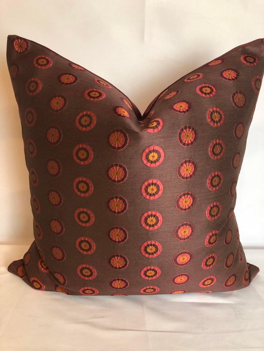 Contemporary Schumacher Pinwheel Silk Designer Pillow With 90/10 Down Insert