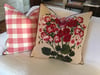 “Geranium” Embroidered Woven Designer Pillow With 90/10 Down Insert