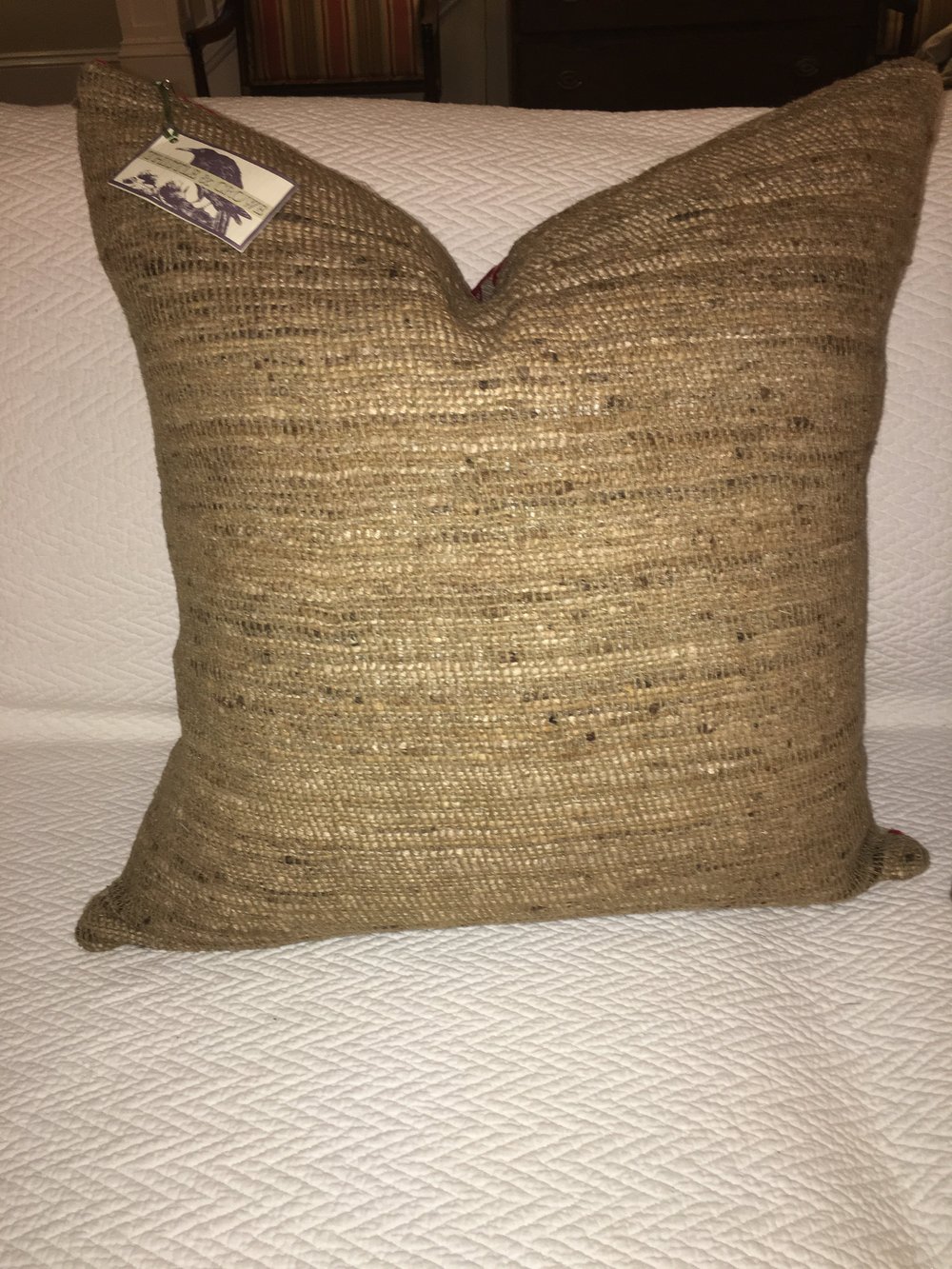 Designers Guild Linen Damask Designer Pillow With 90/10 Down Insert