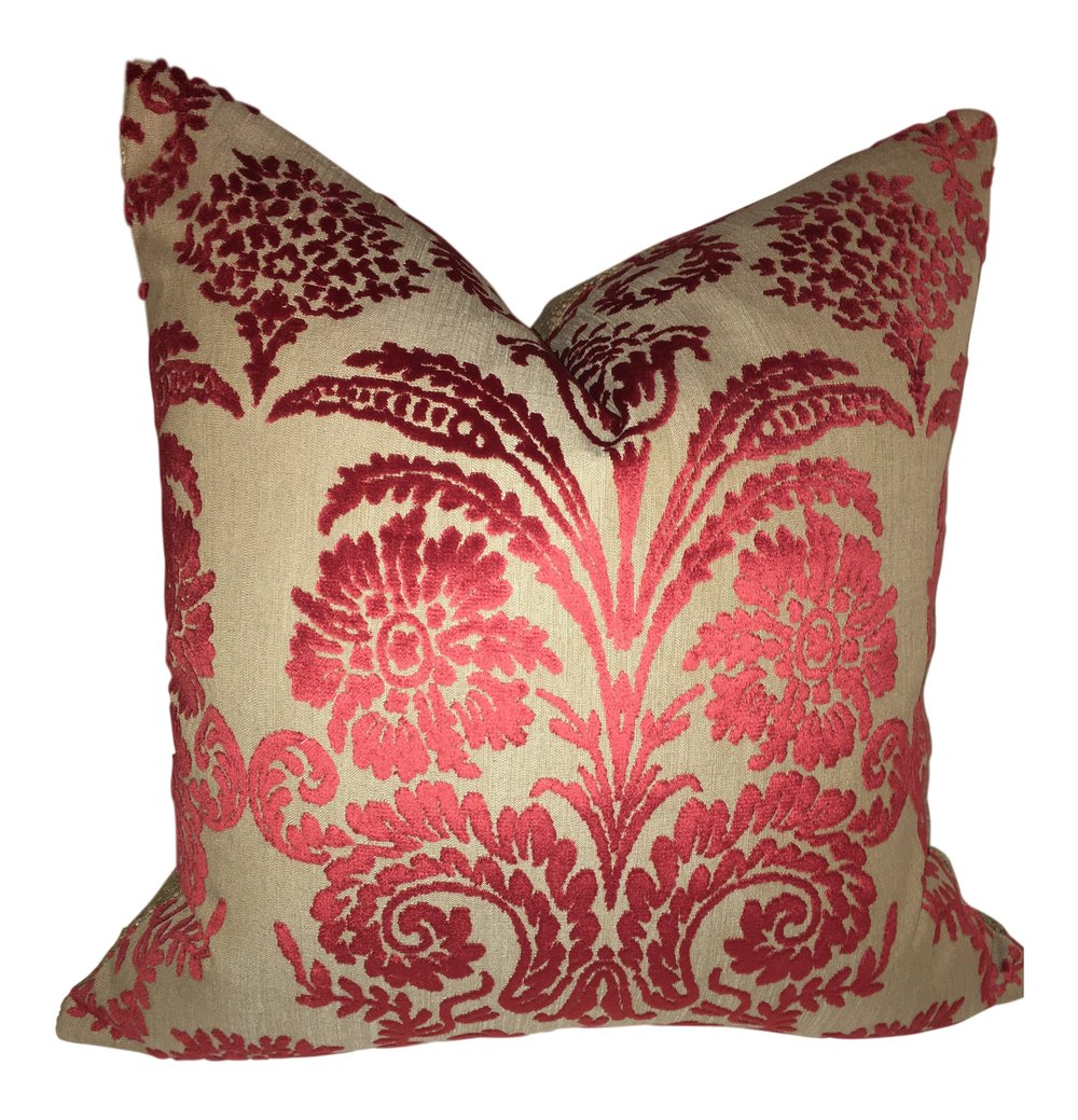 Designers Guild Linen Damask Designer Pillow With 90/10 Down Insert