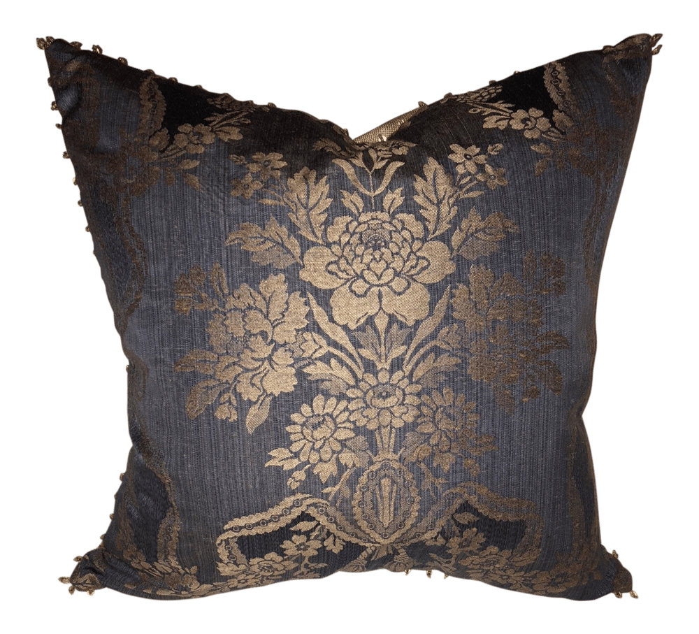 Scalamandre Rose Silk Damask Designer Pillow With 90/10 Down Insert