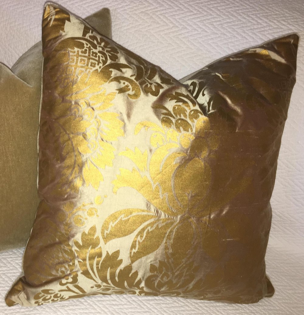 Scalamandre Baranzelli Silk with Clarence House Mohair Designer Pillow With 90/10 Down Insert