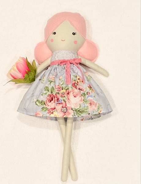 Image of Handcrafted Heirloom Doll with pink hair