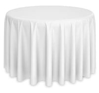 120" Round Premium Tablecloth for Wedding / Banquet / Restaurant - Polyester Fabric Table Cloth - Wh