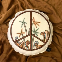 Image 1 of Vintage coastal peace sign cushion 