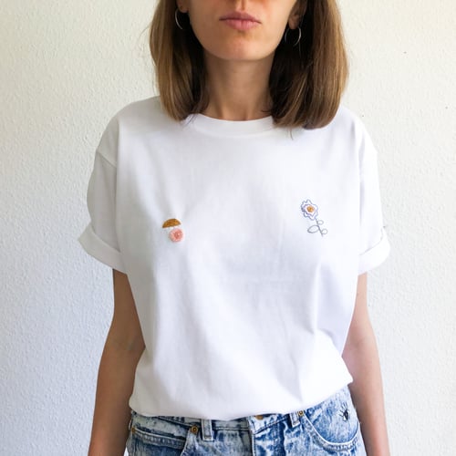 Image of Sunny nips t-shirt no.5 // hand embroidered organic cotton t-shirt, available in ALL sizes