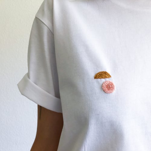 Image of Sunny nips t-shirt no.5 // hand embroidered organic cotton t-shirt, available in ALL sizes