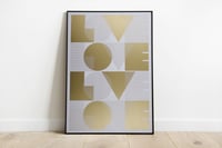 Image 2 of Love Love Love Love / gold on white