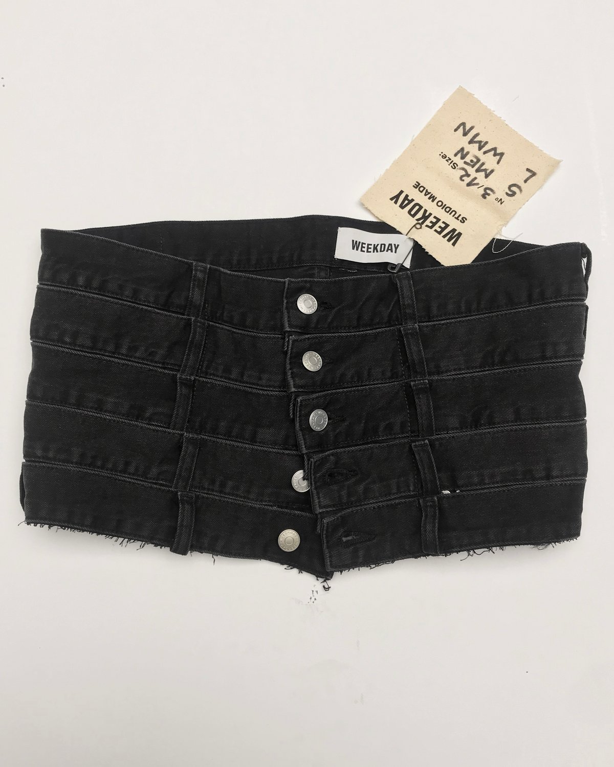 DENIM WAISTBAND CORSET – BLACK