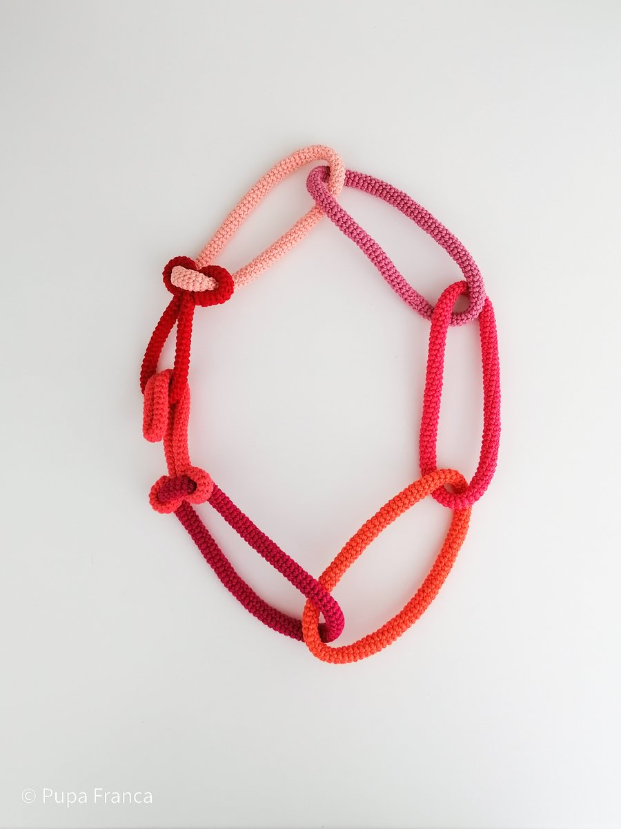 Image of Oversized Chain Necklace in Red, Pink, Orange Tones