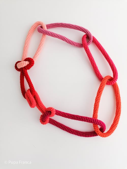 Image of Oversized Chain Necklace in Red, Pink, Orange Tones