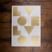 Image 1 of Love Love Love Love / gold on white