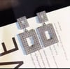 Silver Crystal Drop Earrings Square Dangle earrings