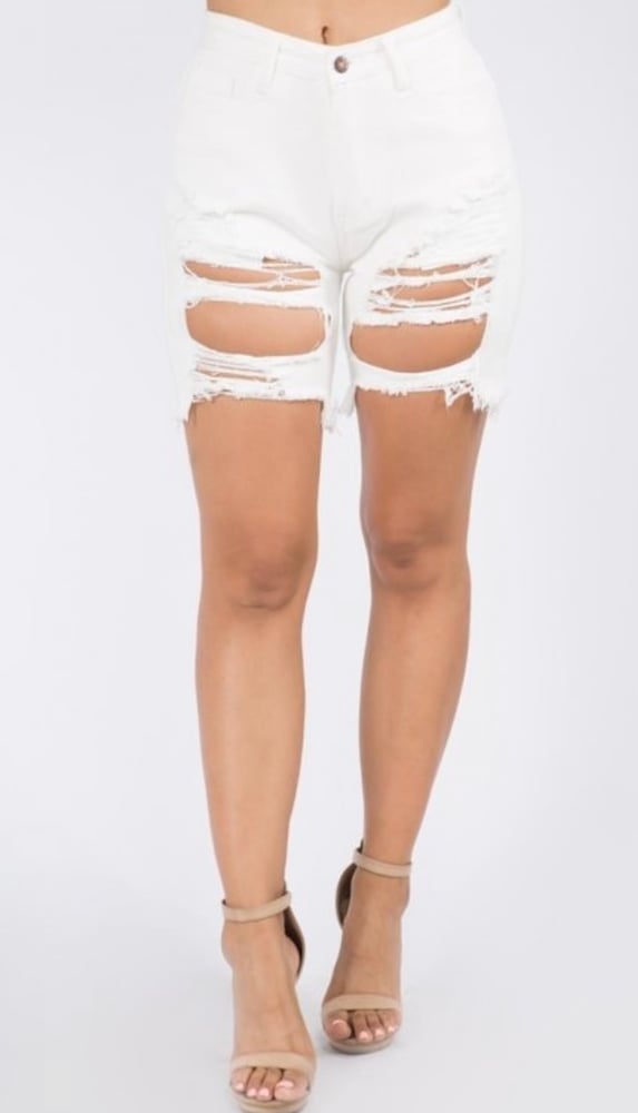Image of STRESSED out Distressed shorts 