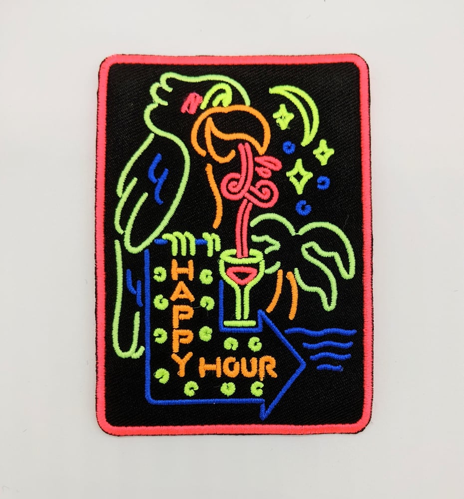 Image of Happy Hour Iron-On Neon Patch