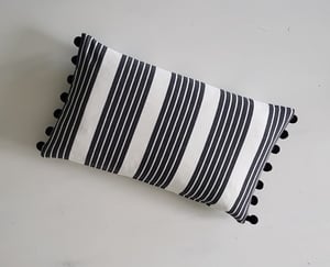 Image of Long Black and White Scatter with Pom Poms 