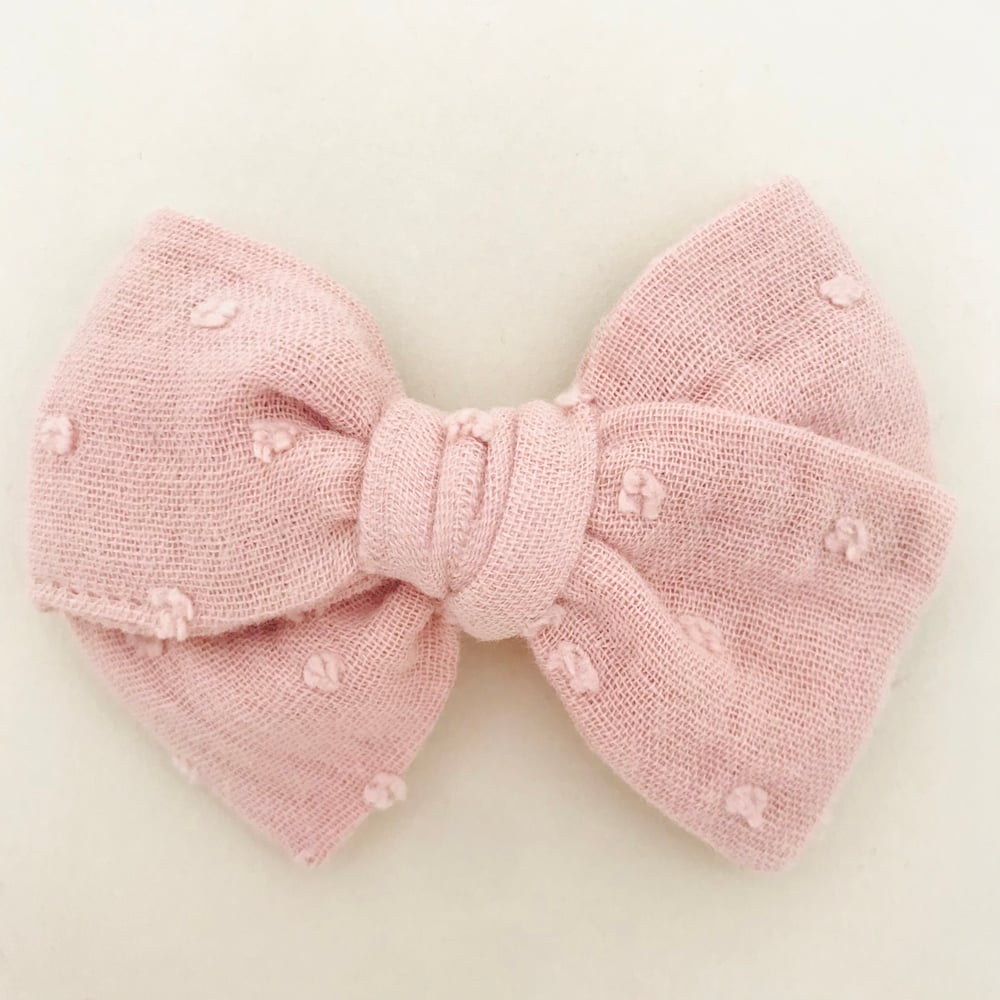 Image of Barrette double gaze plumetis rose